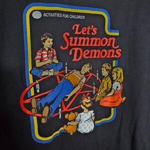 Steven Rhodes Lets Summon Demons Black Long Sleeve Graphic T-Shirt Large unisex